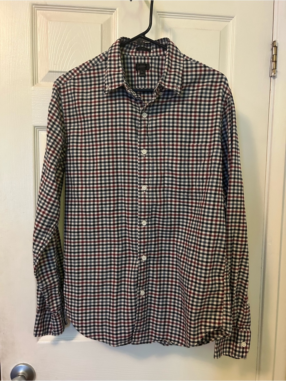 J. Crew Men's Red & Navy Checked Button-Down Shirt